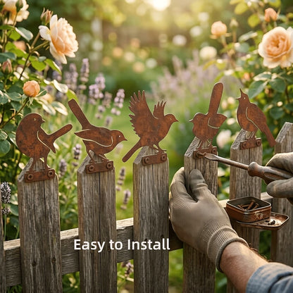 🔥Last Day 49% OFF🔥5-Piece Lifelike Rusty Metal Bird Silhouettes Garden Art