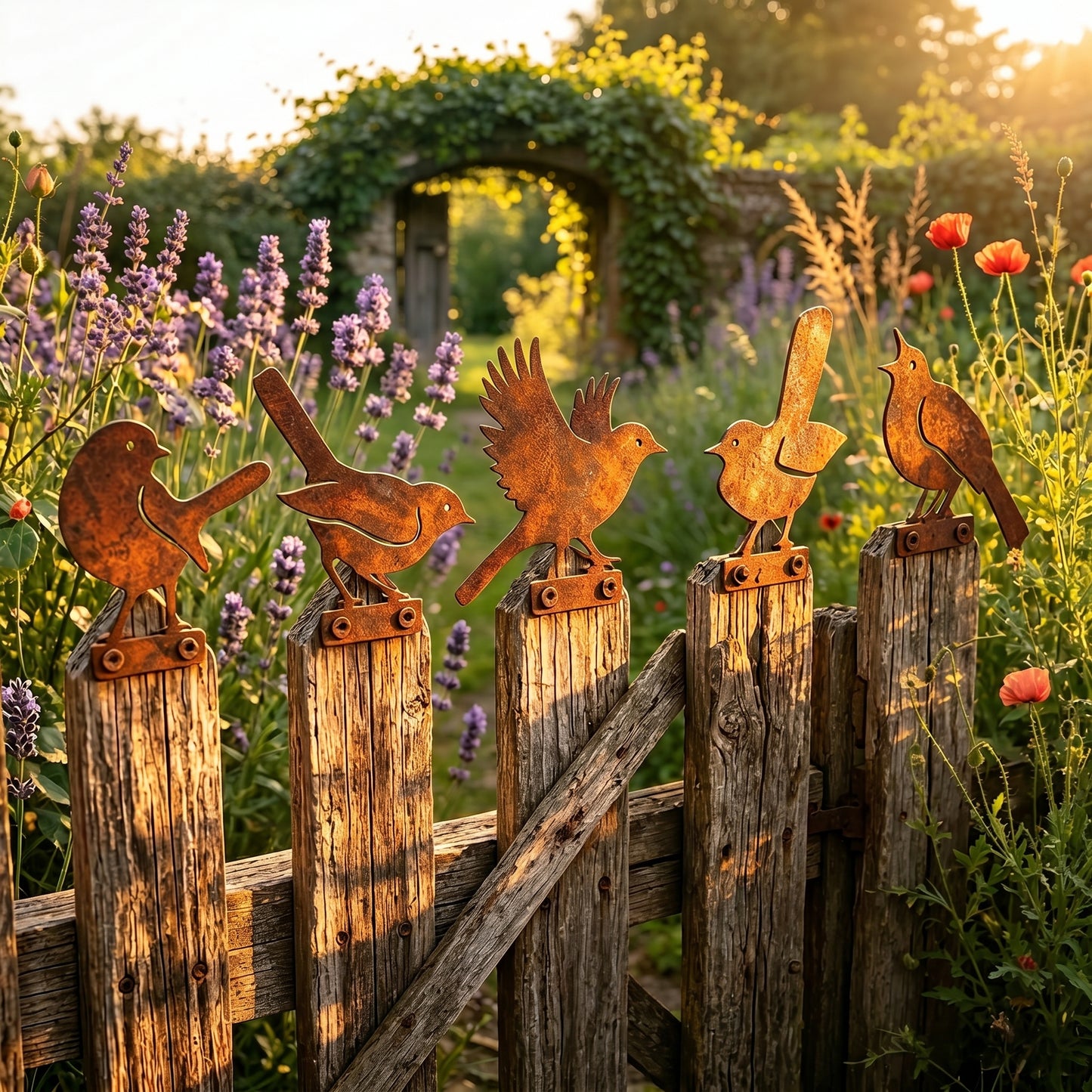 🔥Last Day 49% OFF🔥5-Piece Lifelike Rusty Metal Bird Silhouettes Garden Art