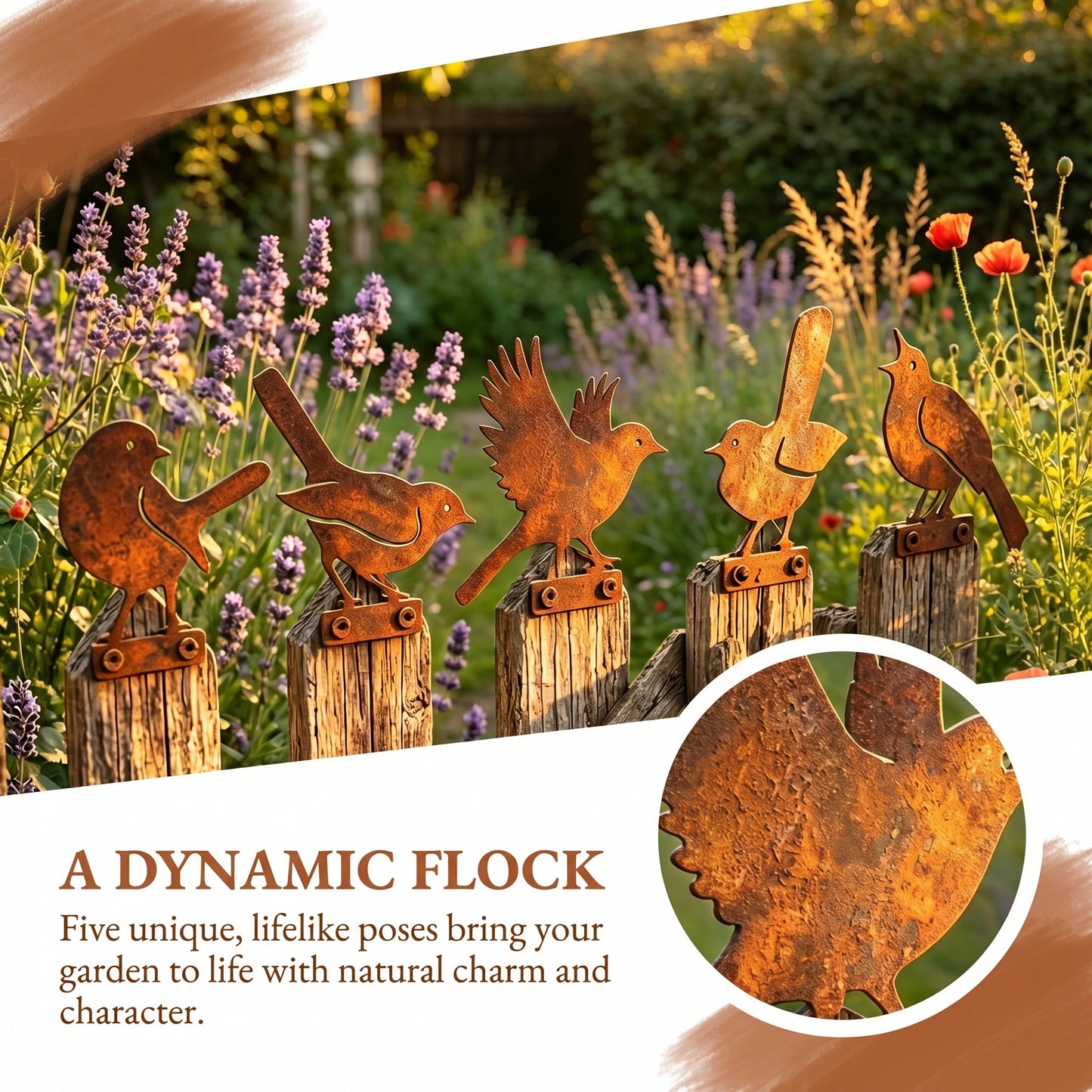 🔥Last Day 49% OFF🔥5-Piece Lifelike Rusty Metal Bird Silhouettes Garden Art