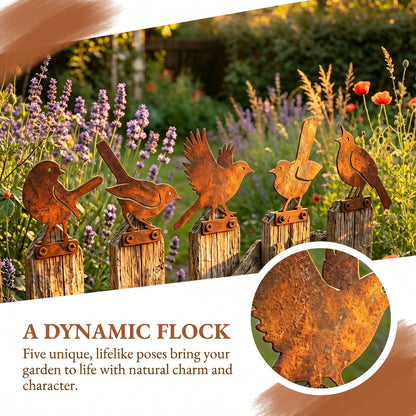 🔥Last Day 49% OFF🔥5-Piece Lifelike Rusty Metal Bird Silhouettes Garden Art
