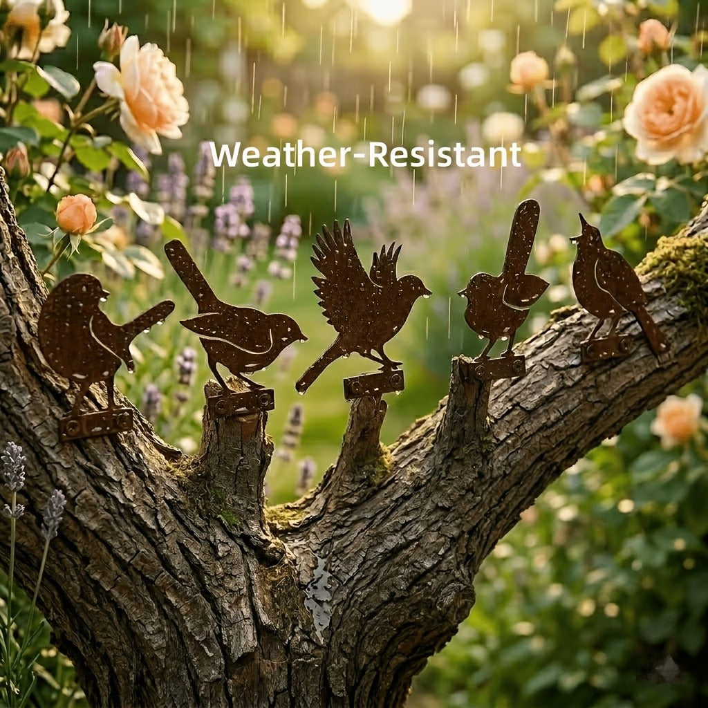 🔥Last Day 49% OFF🔥5-Piece Lifelike Rusty Metal Bird Silhouettes Garden Art