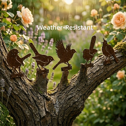🔥Last Day 49% OFF🔥5-Piece Lifelike Rusty Metal Bird Silhouettes Garden Art