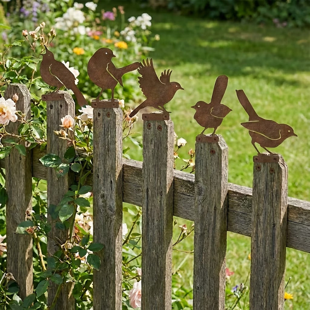🔥Last Day 49% OFF🔥5-Piece Lifelike Rusty Metal Bird Silhouettes Garden Art