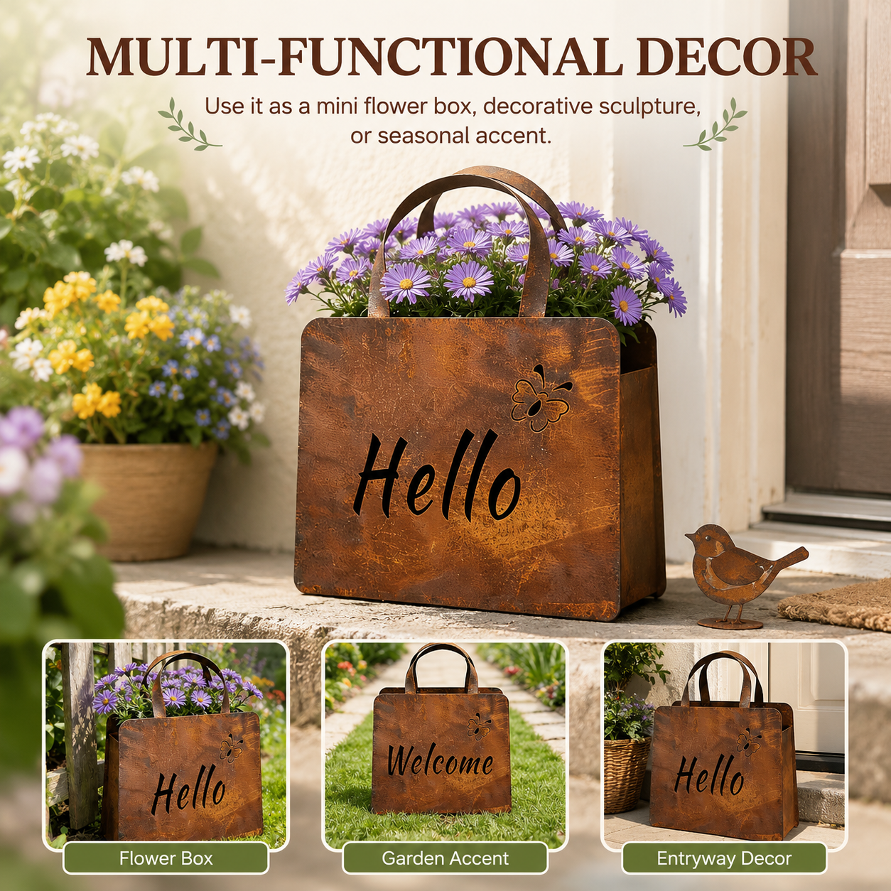 🎁Last Day 50% OFF🌸Rustic Metal Handbag Planter Decor