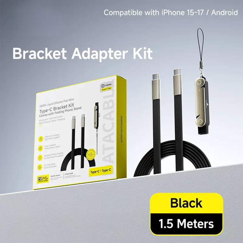 ⚡Official Authorized | MFi-Certified Cables🔥 240W Super Fast Charging 360° Rotating Invisible Stand Detachable Two-in-One Charging Cable