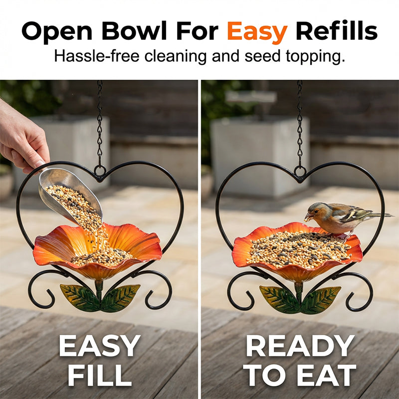 💖🐦 Heart-Shaped Bird Feeder – Floral, Hanging,Perfect for Backyard or Balcony 🏡