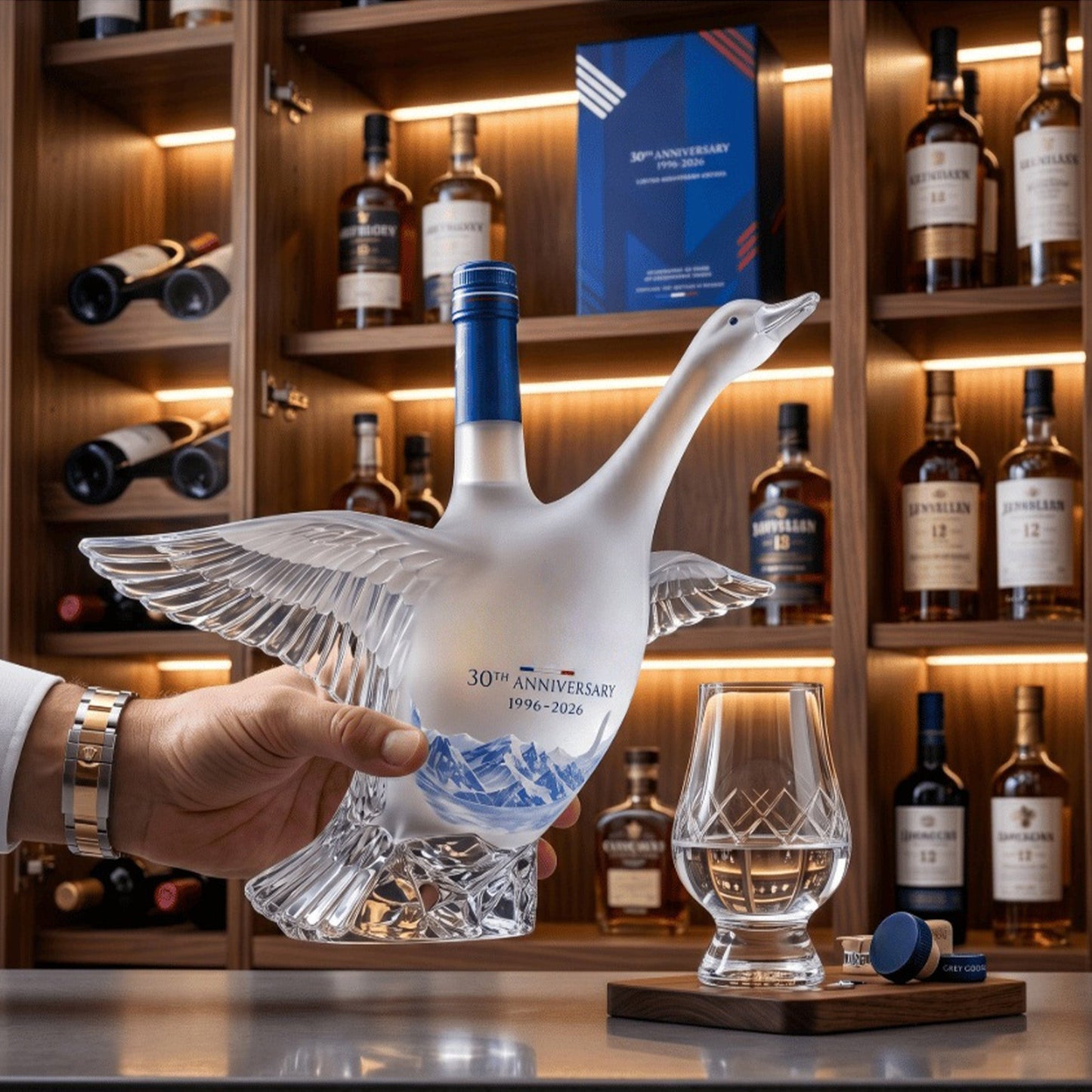 🪿Glass Craft Anniversary 3D Sculpted Vodka Bottle🥰