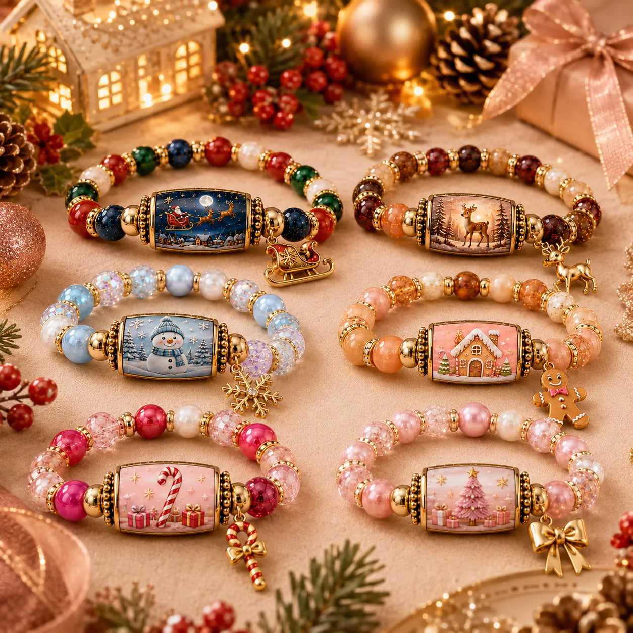 🎄 Limited Edition Christmas Story Beaded Bracelet Set – Holiday Gift Jewelry ✨🎁