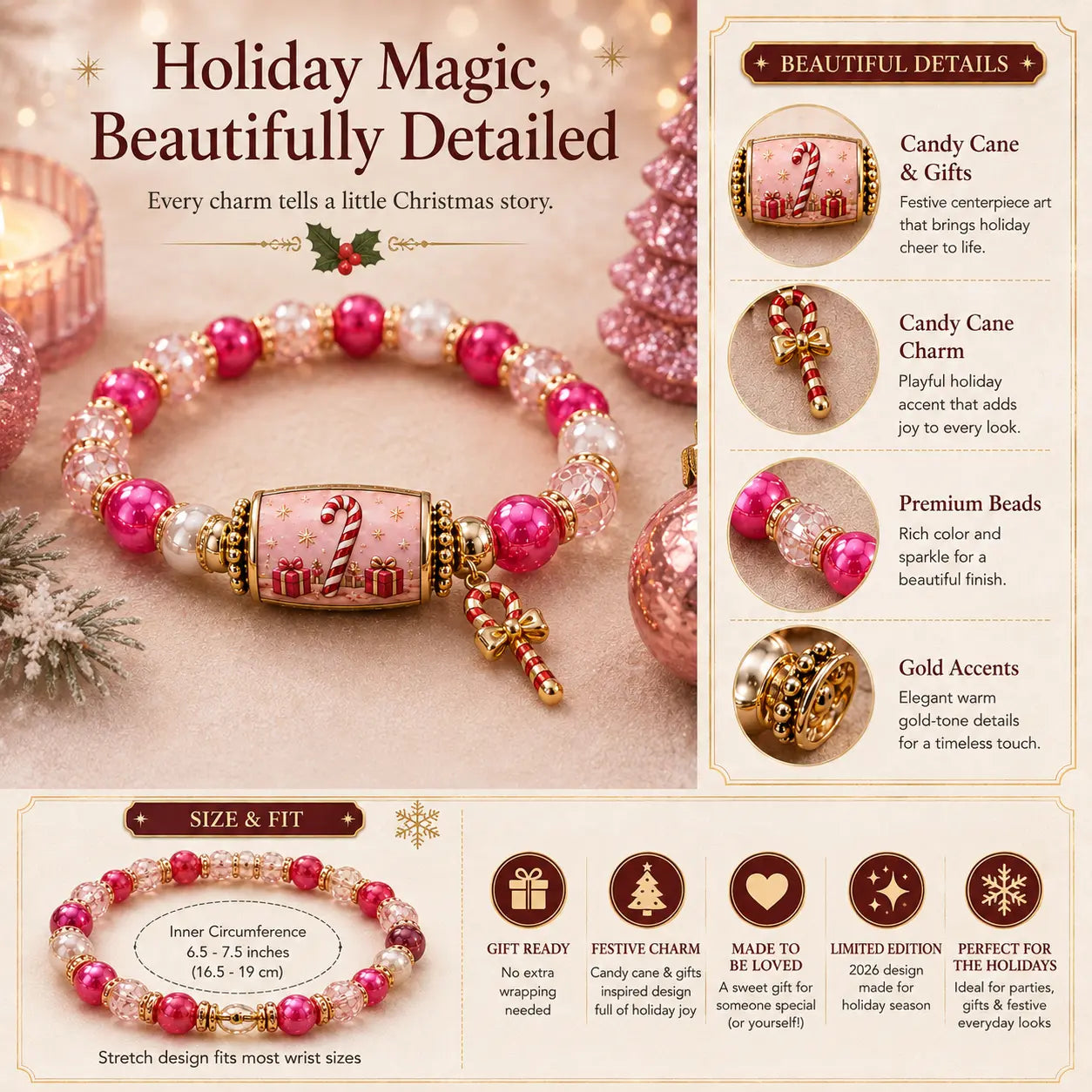 🎄 Limited Edition Christmas Story Beaded Bracelet Set – Holiday Gift Jewelry ✨🎁