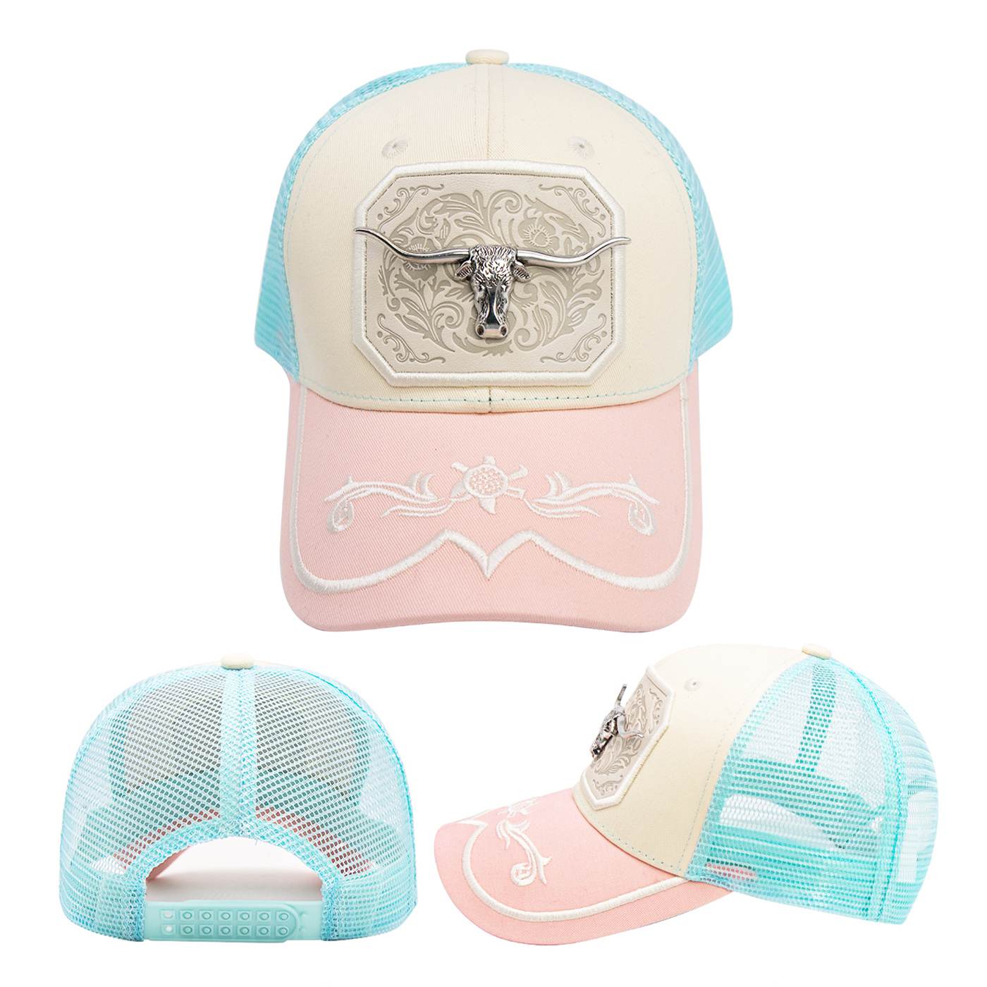 🔥Last day 60% off- Western trucker cap with unique embroidery and pin