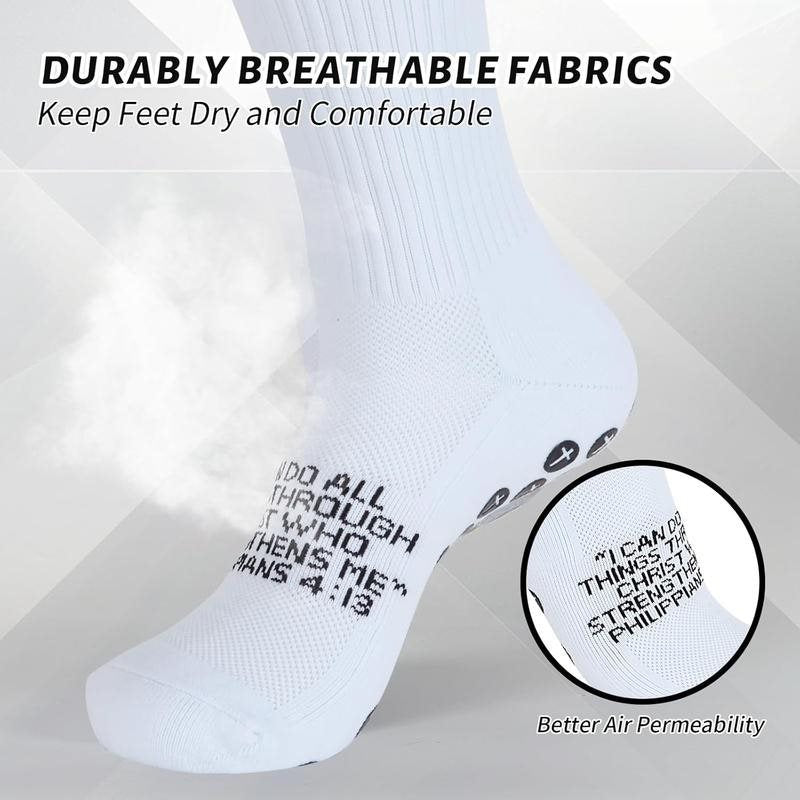 🧦✝️Anti-slip Football Socks Bible Verse Cross Soccer Socks ⚽ for Youth Men Women