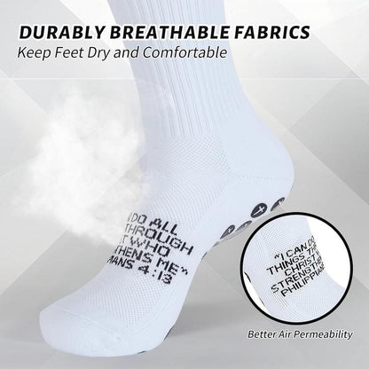 🧦✝️Anti-slip Football Socks Bible Verse Cross Soccer Socks ⚽ for Youth Men Women