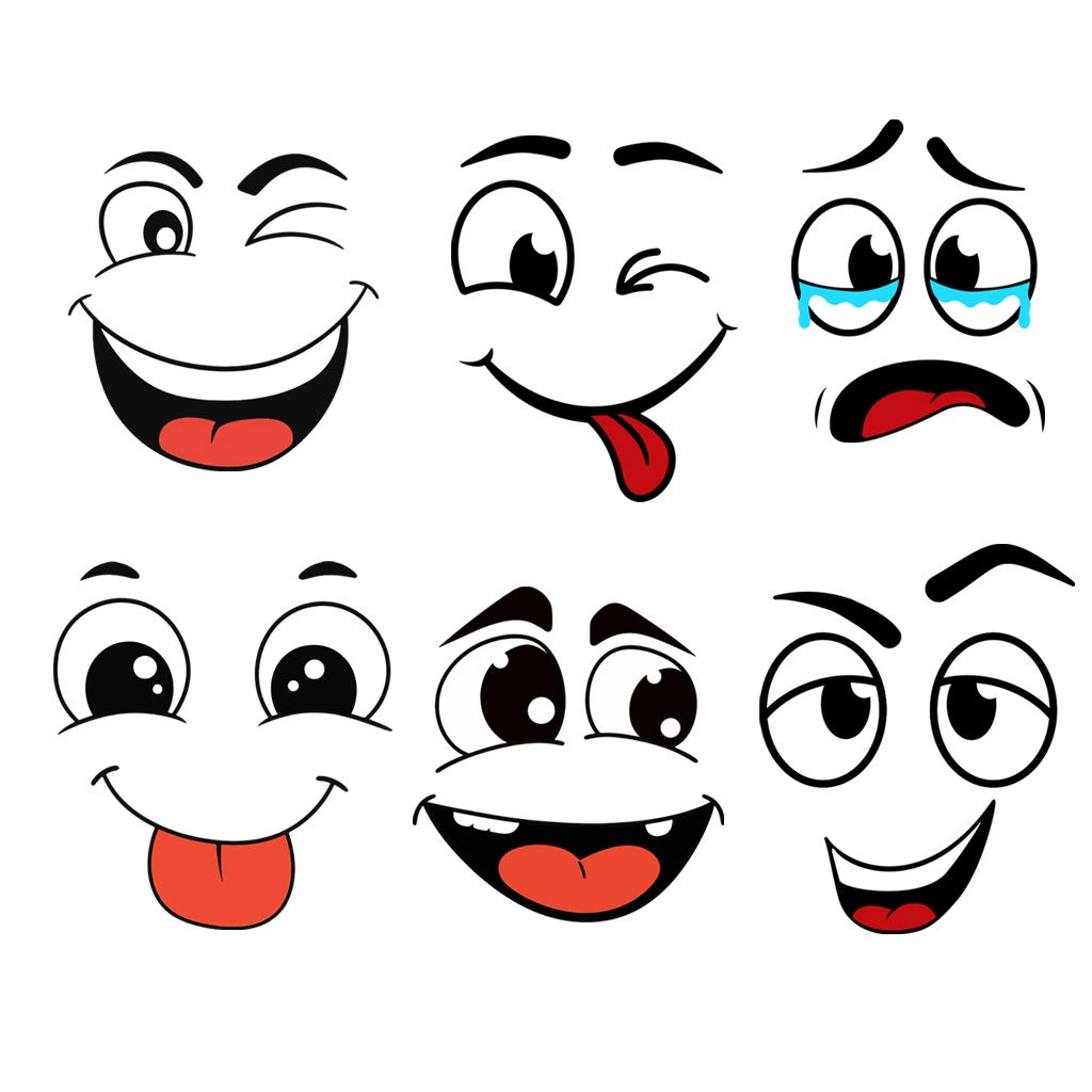 🌱 Eco-Friendly Funny Face Sticker Set(6 whimsical facial expressions from grinning to silly)