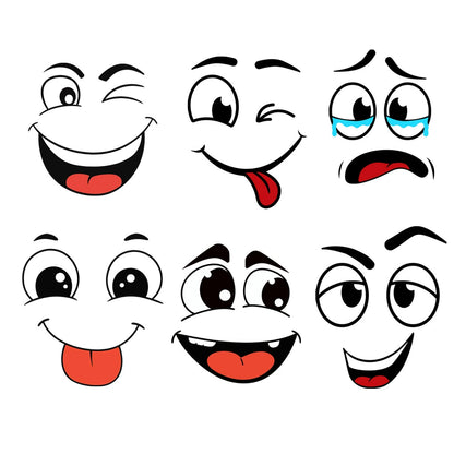 🌱 Eco-Friendly Funny Face Sticker Set(6 whimsical facial expressions from grinning to silly)