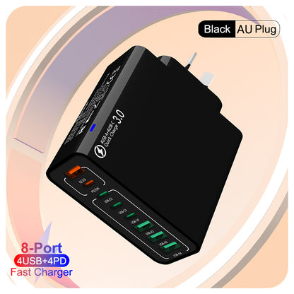 8-Port Smart USB-C & USB-A Fast Charging Hub for Phones & Tablets