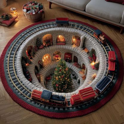 🎄3D Optical Illusion Vortex Quilted Round Christmas Rug