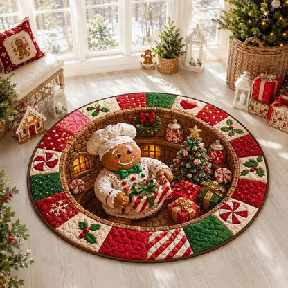 🎄3D Optical Illusion Vortex Quilted Round Christmas Rug