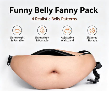 😂 Funny Belly Fanny Pack – Realistic Fake Belly Waist Bag