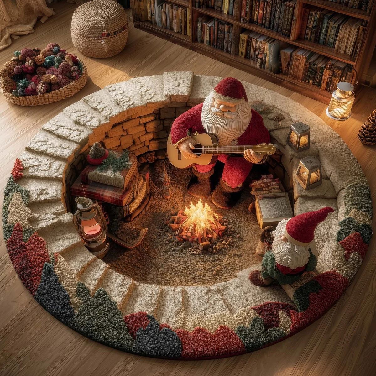🎄3D Optical Illusion Vortex Quilted Round Christmas Rug