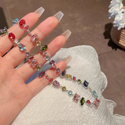 🌈 TODAY ONLY: BOGO 50% OFF! Rainbow Crystal Zircon Bracelet & Necklace for Women, S925 Sterling Silver Plated&nbsp;