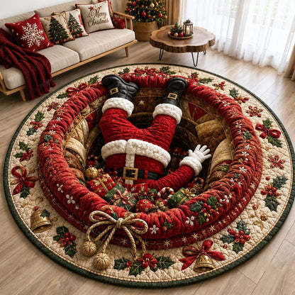 🎄3D Optical Illusion Vortex Quilted Round Christmas Rug