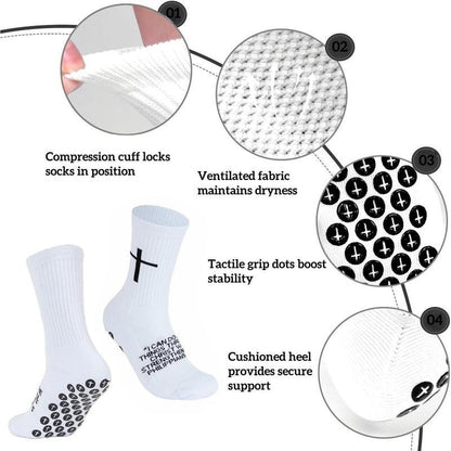 🧦✝️Anti-slip Football Socks Bible Verse Cross Soccer Socks ⚽ for Youth Men Women