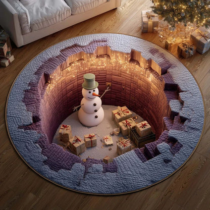 🎄3D Optical Illusion Vortex Quilted Round Christmas Rug