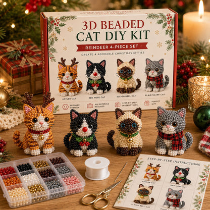 🐱🎄 Premium 3D Beaded Christmas Cats DIY Kit ✨