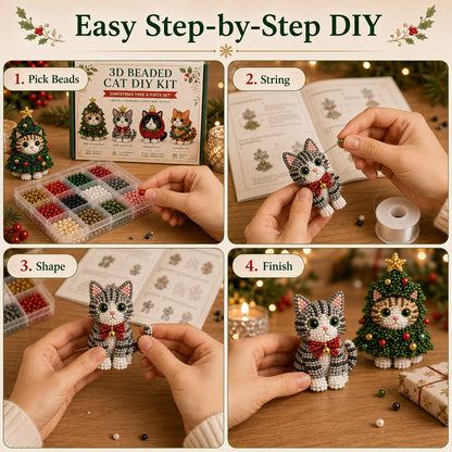 🐱🎄 Premium 3D Beaded Christmas Cats DIY Kit ✨