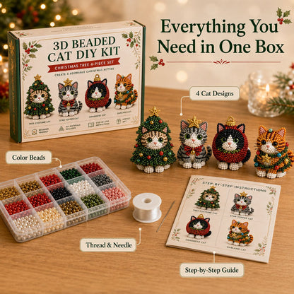 🐱🎄 Premium 3D Beaded Christmas Cats DIY Kit ✨