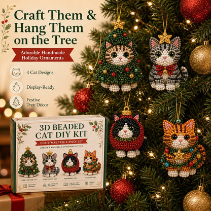 🐱🎄 Premium 3D Beaded Christmas Cats DIY Kit ✨