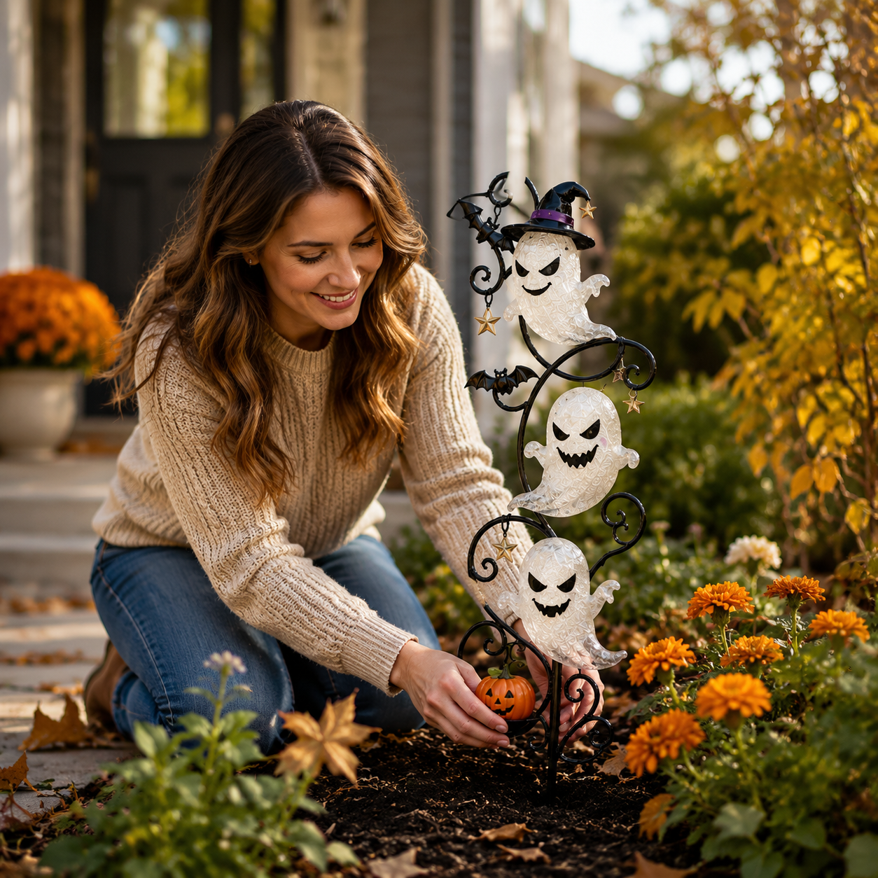 👻🎃 Cute Solar Ghost Garden Stake – The Perfect Halloween Outdoor Decoration