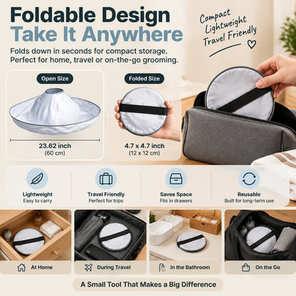 ✂️ Foldable Hair Catch Cape – Memory Steel Ring for Instant Mess-Free Grooming 🌀