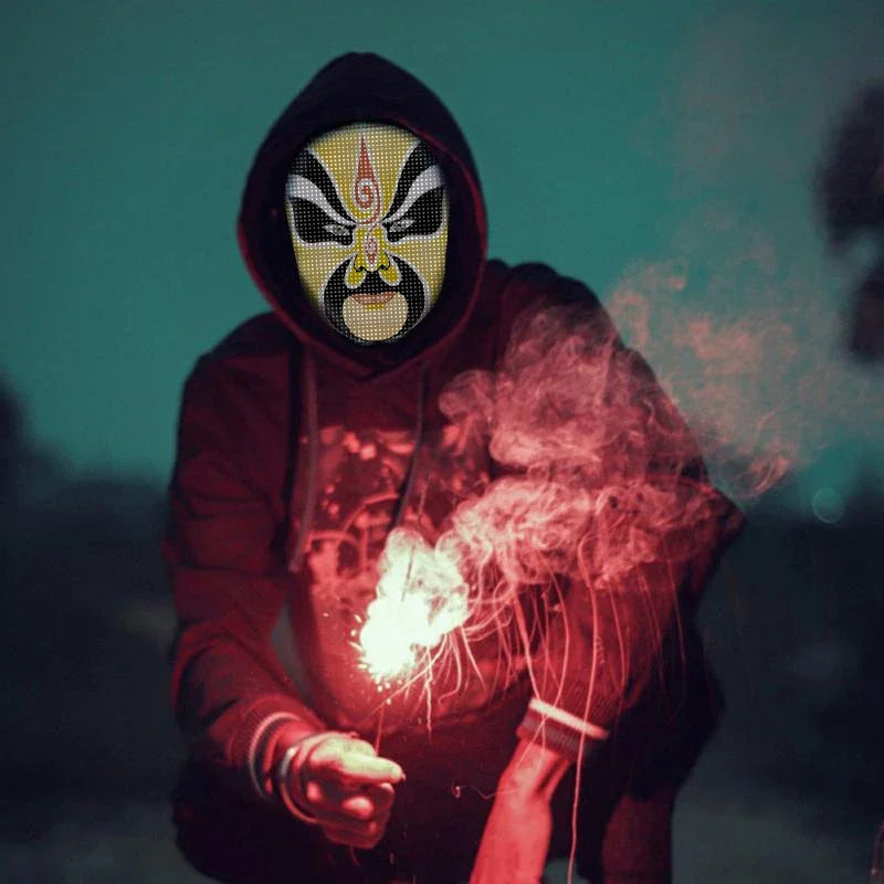 🎭 LED Face-Changing Mask 👻 | Programmable Gestures ✋ | Halloween / Party / DIY Fun 🎉
