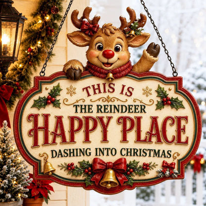 🎄Vintage Christmas Character Wooden Hanging Sign – Festive Holiday Door & Home Decor