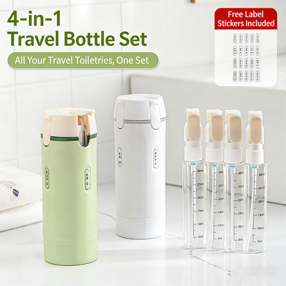 4-in-1 auslaufsicheres, drehbares Reisedispenser-Set
