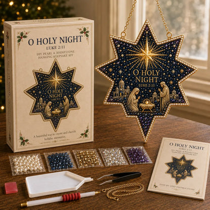 ⏳ Last Day 49% OFF – 🎄Beginner-Friendly Christmas Memories Pearl & Rhinestone DIY Kit | 6 Festive Hanging Designs with Printed Base, Pearls, Rhinestones, Tools & Hanging Chain Included 💕