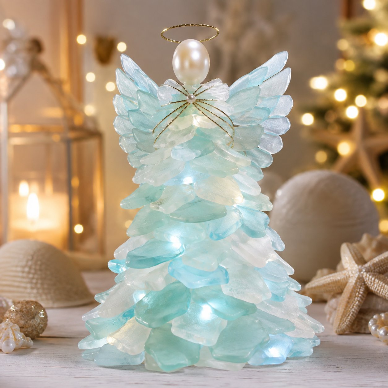 ⏳ Last Day 49% OFF – 🎅 Beginner-Friendly DIY Lighted Sea Glass Santa Christmas Decor Kit | Complete Kit with Sea Glass Pieces, Warm Fairy Lights & Step-by-Step Guide Included 💕