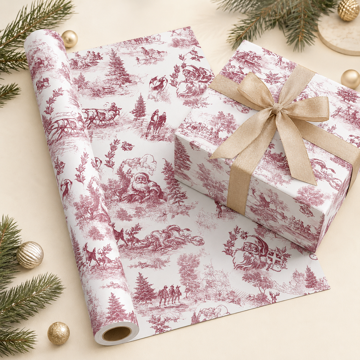 🎄Vintage Christmas gift wrapping Kraft paper, 43cm x 5 m Recyclable Kraft