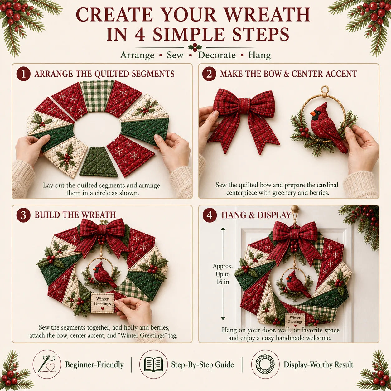 🔥LAST DAY 50% OFF - 🎄Christmas Fabric Wreath DIY Kit – A Keepsake You’ll Hang with Pride Year After Year💫