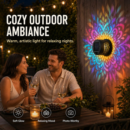 🌙Hot Sale Promotion 49% OFF🔥Solar Mandala Wall Light Outdoor Garden Fence Projector Lamp Patio Ambient Decor