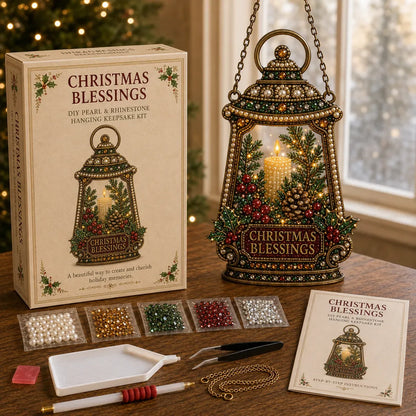 ⏳ Last Day 49% OFF – 🎄Beginner-Friendly Christmas Memories Pearl & Rhinestone DIY Kit | 6 Festive Hanging Designs with Printed Base, Pearls, Rhinestones, Tools & Hanging Chain Included 💕