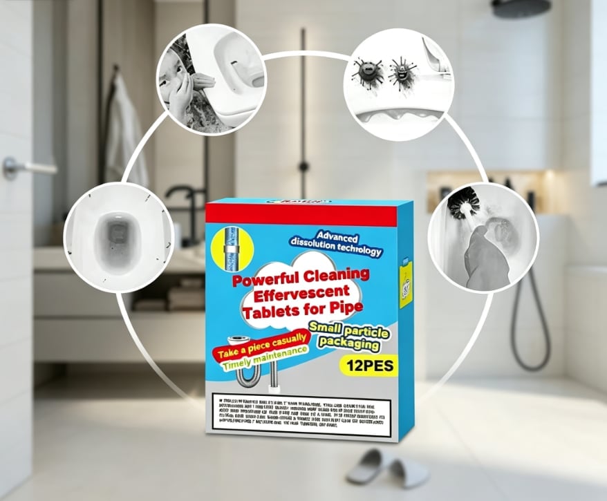 🔥HOT SALE🔥🔥49% OFF ❤️Powerful Cleaning Effervescent Tablets for Pipe, Fast Dissolve Hair Grease Clogs, Deodorizing Antibacterial Pipe Cleaner for Sink Toilet Floor Drain