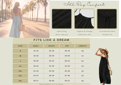 🔥LAST DAY 50% OFF - 💃Backless Spaghetti Strap Maxi Dress