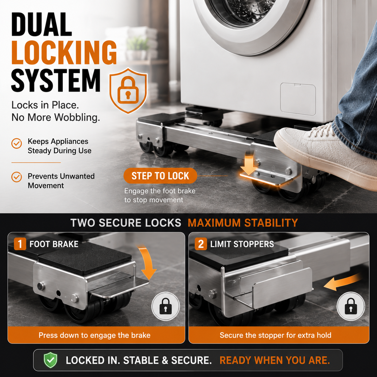 🔥2-Pack Adjustable Telescopic Heavy Duty Metal Frame Appliance Moving Dolly