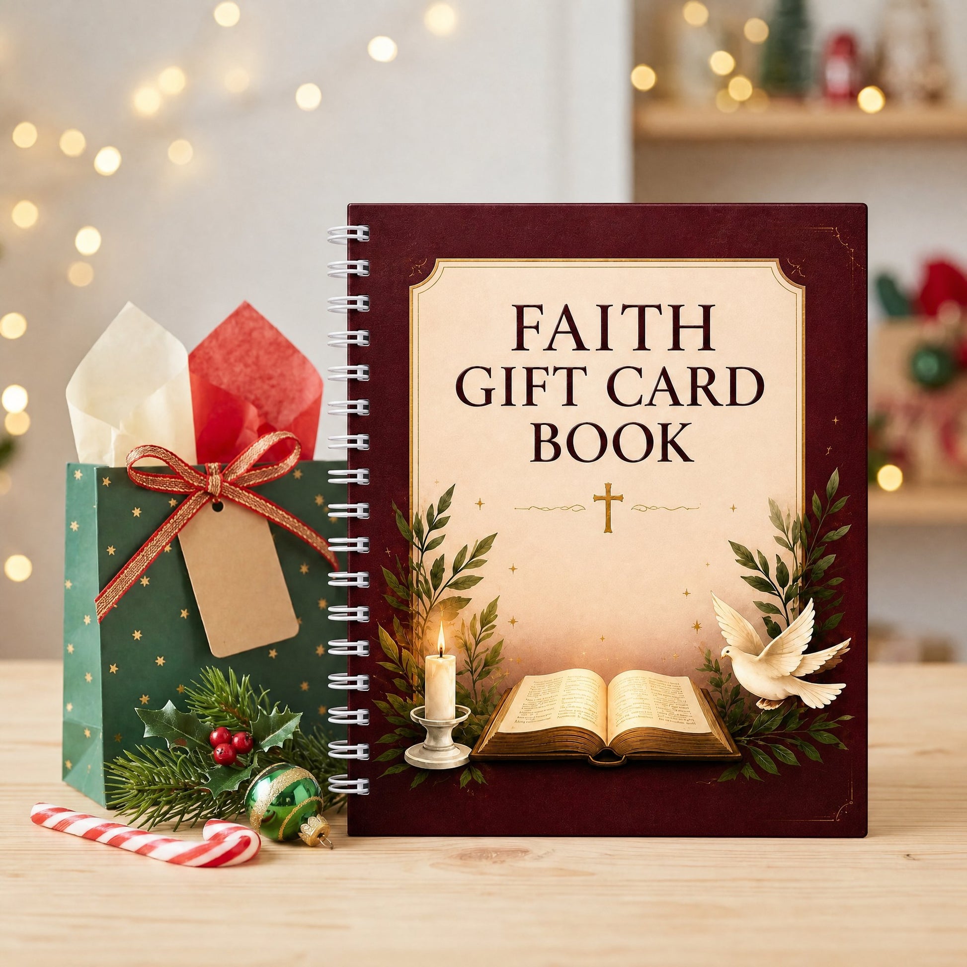 ✝️ FAITH GIFT CARD BOOK 📖 14 Themed Pages, Hardcover & Durability Line