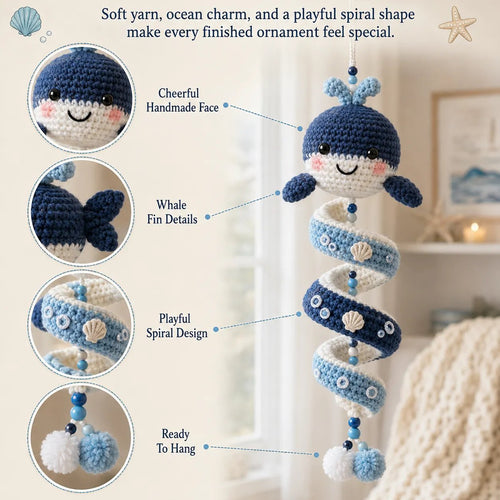⏳ Last Day 49% OFF – 🌊 Beginner-Friendly Ocean Animal Spiral Crochet Hanging Ornament Kit | Complete Kit with All Tools & Step-by-Step Guide Included 💕