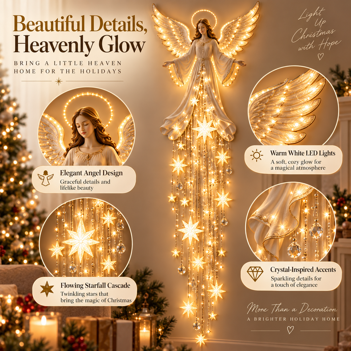 Angel Blessing Starfall Wall Light Details