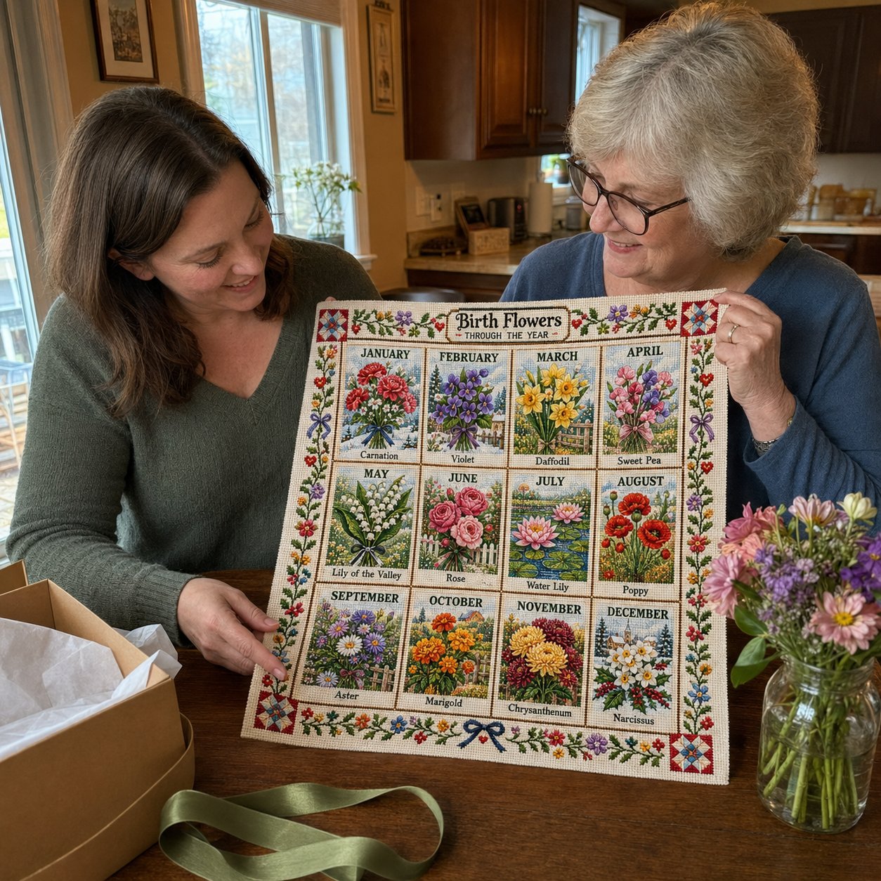 🧵 Beginner-Friendly 12-Month Seasonal Embroidery DIY Kit | 8 Theme Collections with Pre-Printed Fabric, Floss, Needles & Complete Stitching Guide Included 💕