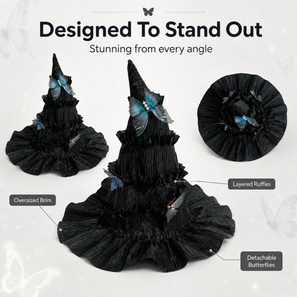 🦋 🧙Mystical Butterfly Witch Hat – 🖤Enchant Your Halloween Look(📦Buy 2 Free Shipping)